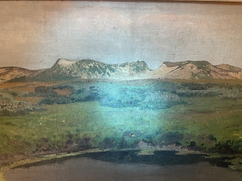 L&eacute;on Frederic (1856-1940): 'Dunes &agrave; Heyst sur Mer', huile sur board