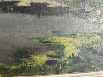 L&eacute;on Frederic (1856-1940): 'Dunes &agrave; Heyst sur Mer', huile sur board