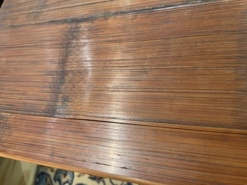 A Chinese bamboo and hardwooden opium table, 20th C.