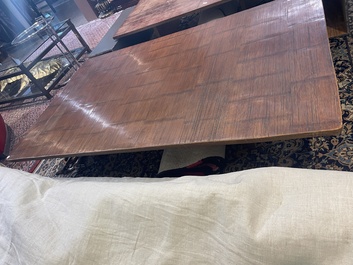 A Chinese bamboo and hardwooden opium table, 20th C.