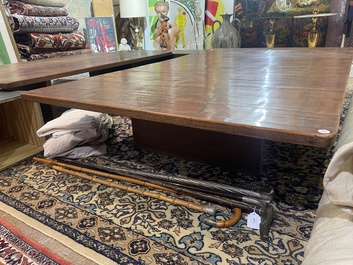 A Chinese bamboo and hardwooden opium table, 20th C.