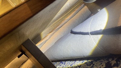 A Chinese bamboo and hardwooden opium table, 20th C.
