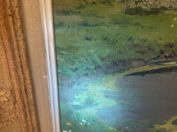 L&eacute;on Frederic (1856-1940): 'Dunes &agrave; Heyst sur Mer', huile sur board