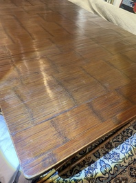 A Chinese bamboo and hardwooden opium table, 20th C.