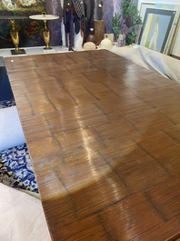 A Chinese bamboo and hardwooden opium table, 20th C.