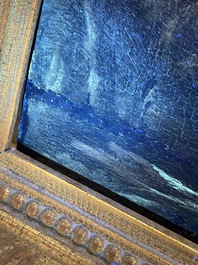 Flemish school: Two travelers and a donkey in a landscape, oil on panel, 17th C.