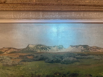 L&eacute;on Frederic (1856-1940): 'Dunes &agrave; Heyst sur Mer', huile sur board