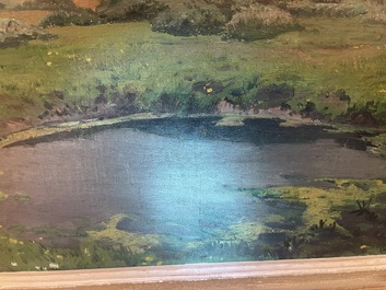 L&eacute;on Frederic (1856-1940): 'Dunes &agrave; Heyst sur Mer', huile sur board