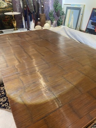 A Chinese bamboo and hardwooden opium table, 20th C.