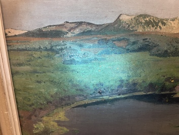 L&eacute;on Frederic (1856-1940): 'Dunes &agrave; Heyst sur Mer', huile sur board