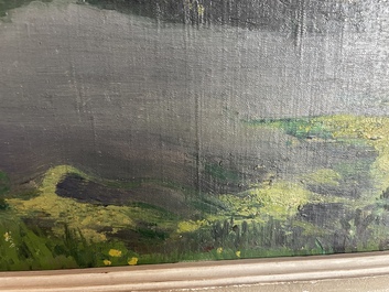 L&eacute;on Frederic (1856-1940): 'Dunes &agrave; Heyst sur Mer', huile sur board