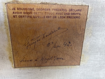 L&eacute;on Frederic (1856-1940): 'Dunes &agrave; Heyst sur Mer', huile sur board