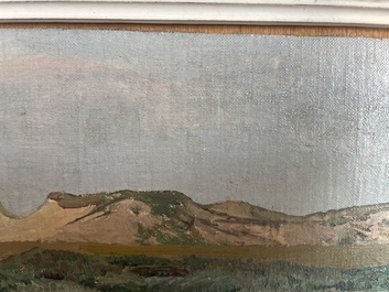 L&eacute;on Frederic (1856-1940): 'Dunes &agrave; Heyst sur Mer', huile sur board