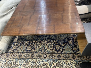 A Chinese bamboo and hardwooden opium table, 20th C.