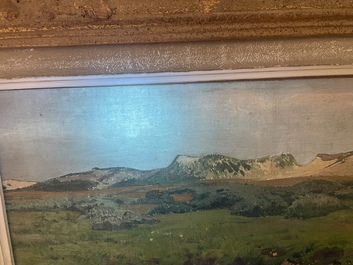 L&eacute;on Frederic (1856-1940): 'Dunes &agrave; Heyst sur Mer', huile sur board