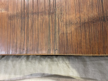 A Chinese bamboo and hardwooden opium table, 20th C.