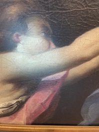 French School: An angel, oil on canvas, 18th C.