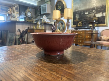 A Chinese monochrome copper-red glazed bowl, 19th C.