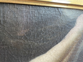 French School: An angel, oil on canvas, 18th C.