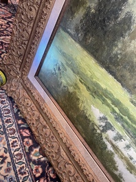 Cesar De Cock (1823-1904): Paysage en Gournay, huile sur toile, dat&eacute; 1863