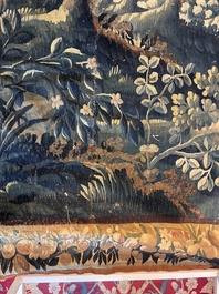 A Flemish wall tapestry depicting a wooded area or verdure, Oudenaarde, late 17th C.