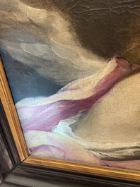 French School: An angel, oil on canvas, 18th C.