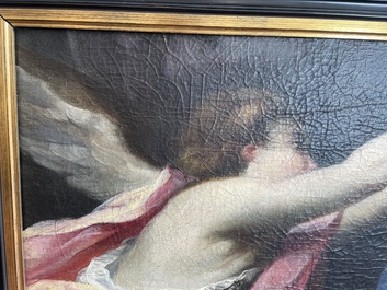 French School: An angel, oil on canvas, 18th C.