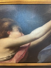 French School: An angel, oil on canvas, 18th C.