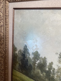 Cesar De Cock (1823-1904): Paysage en Gournay, huile sur toile, dat&eacute; 1863