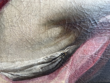 French School: An angel, oil on canvas, 18th C.