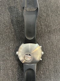 An Ikepod Megapode chronograph titanium and sapphire glass wristwatch designed by Marc Newson, ed. 257/9999, ca. 2000