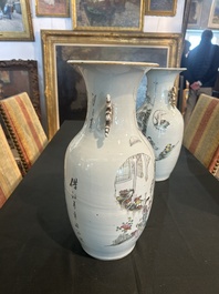 Cinq vases en porcelaine de Chine famille rose et qianjiang cai, 19&egrave;me/20&egrave;me si&egrave;cle