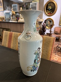 A Chinese famille rose vase with female scholars, 19th/20th C.