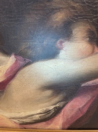 French School: An angel, oil on canvas, 18th C.