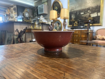 A Chinese monochrome copper-red glazed bowl, 19th C.
