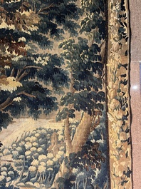 A Flemish wall tapestry depicting a wooded area or verdure, Oudenaarde, late 17th C.