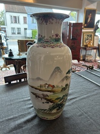 A Chinese famille rose 'Horses of Wang Mu' vase, Jingdezhen mark, Republic, 20th C.