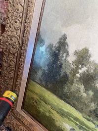 Cesar De Cock (1823-1904): Paysage en Gournay, huile sur toile, dat&eacute; 1863