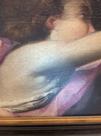 French School: An angel, oil on canvas, 18th C.