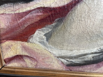 French School: An angel, oil on canvas, 18th C.