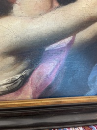 French School: An angel, oil on canvas, 18th C.