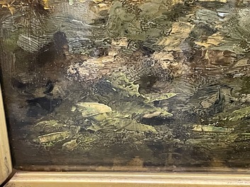 Isidore Verheyden (1846-1905): Vue anim&eacute;e d'une ferme, huile sur panneau