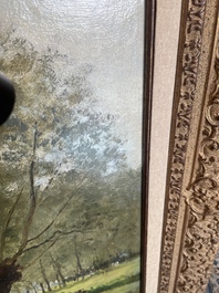 Cesar De Cock (1823-1904): Paysage en Gournay, huile sur toile, dat&eacute; 1863