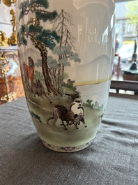 A Chinese famille rose 'Horses of Wang Mu' vase, Jingdezhen mark, Republic, 20th C.