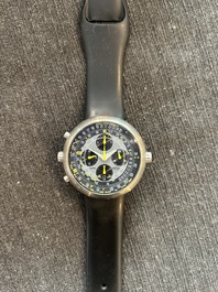An Ikepod Megapode chronograph titanium and sapphire glass wristwatch designed by Marc Newson, ed. 257/9999, ca. 2000