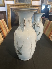 Cinq vases en porcelaine de Chine famille rose et qianjiang cai, 19&egrave;me/20&egrave;me si&egrave;cle