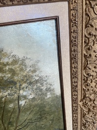 Cesar De Cock (1823-1904): Paysage en Gournay, huile sur toile, dat&eacute; 1863