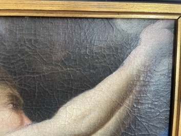 French School: An angel, oil on canvas, 18th C.