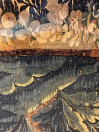 A Flemish wall tapestry depicting a wooded area or verdure, Oudenaarde, late 17th C.