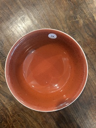 A Chinese monochrome copper-red glazed bowl, 19th C.